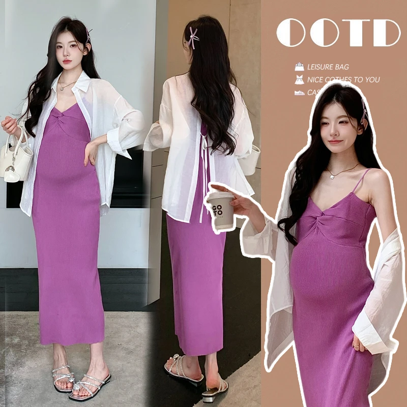 气质显瘦孕妇装夏季新潮款宽松防晒衬衫高级感舒适洋气吊带连衣裙