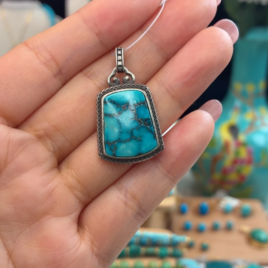 绿松石银S925镶嵌颈饰