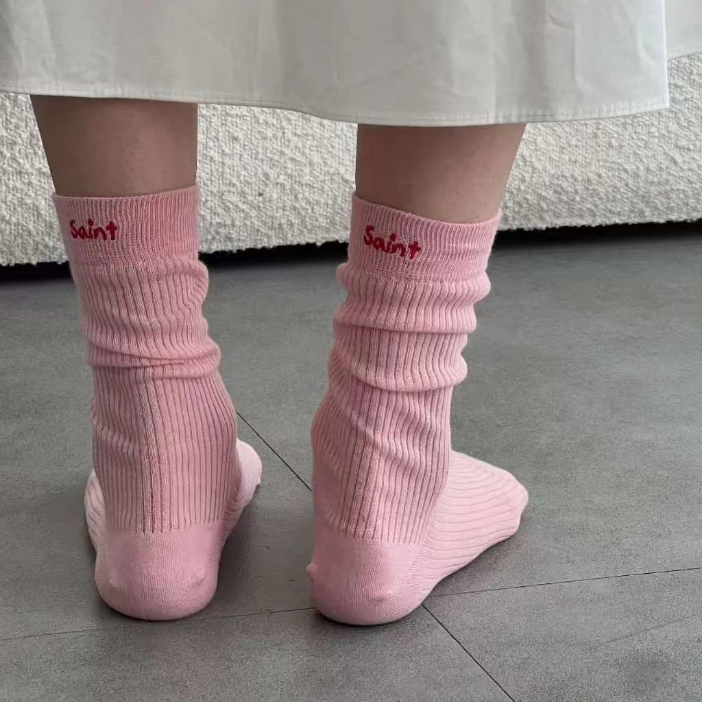 特! 果妈家 韩国INS后跟字母MIU系堆堆袜薄棉袜子女夏季薄款