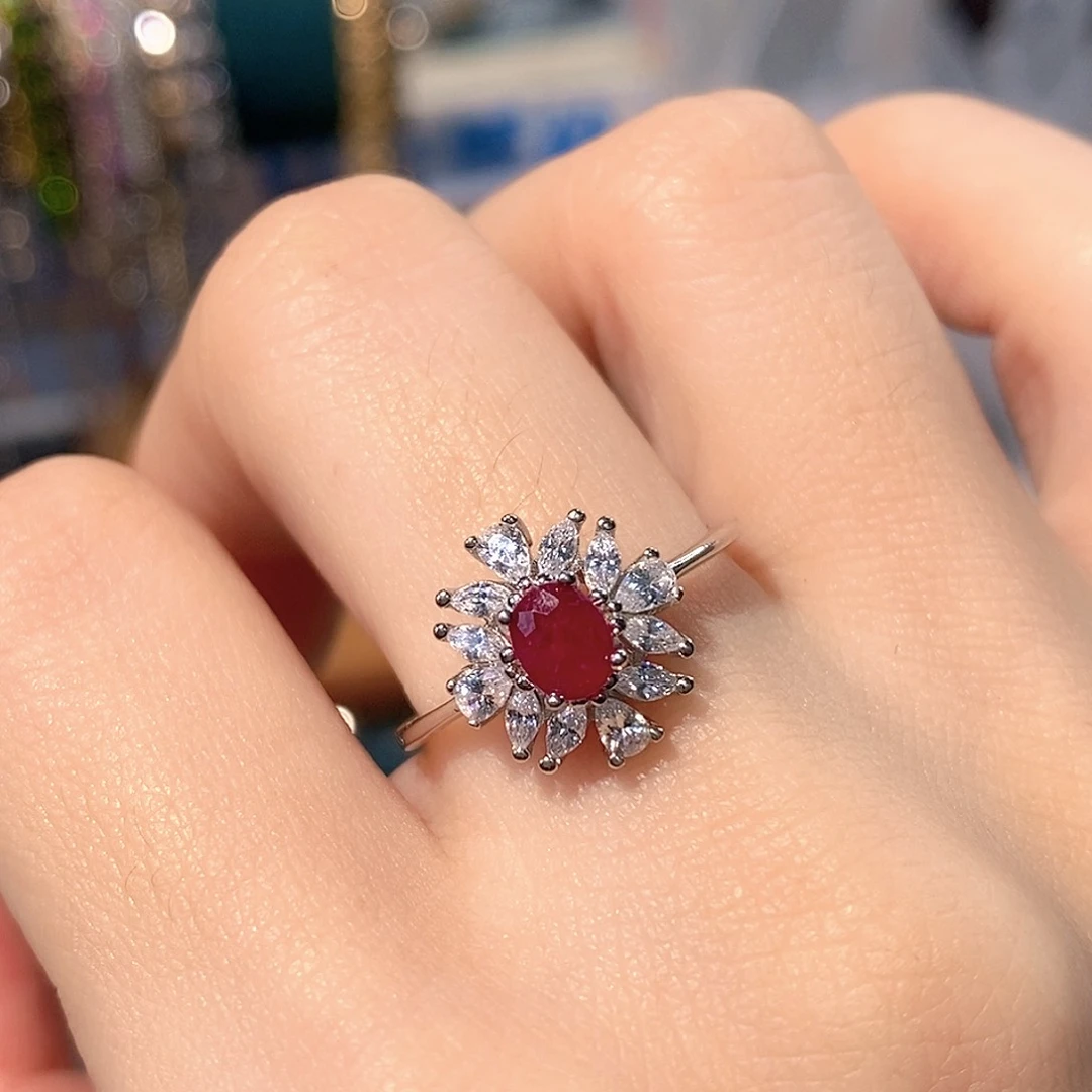 银S925镶嵌戒指红宝石福利款