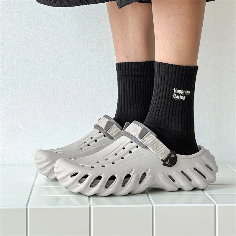 洞洞鞋男款夏季户外外穿厚底沙滩凉鞋男士休闲小众潮流包头拖鞋