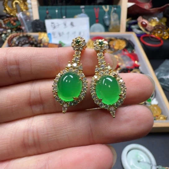 玛瑙/玉髓合金耳坠鸽子蛋耳坠