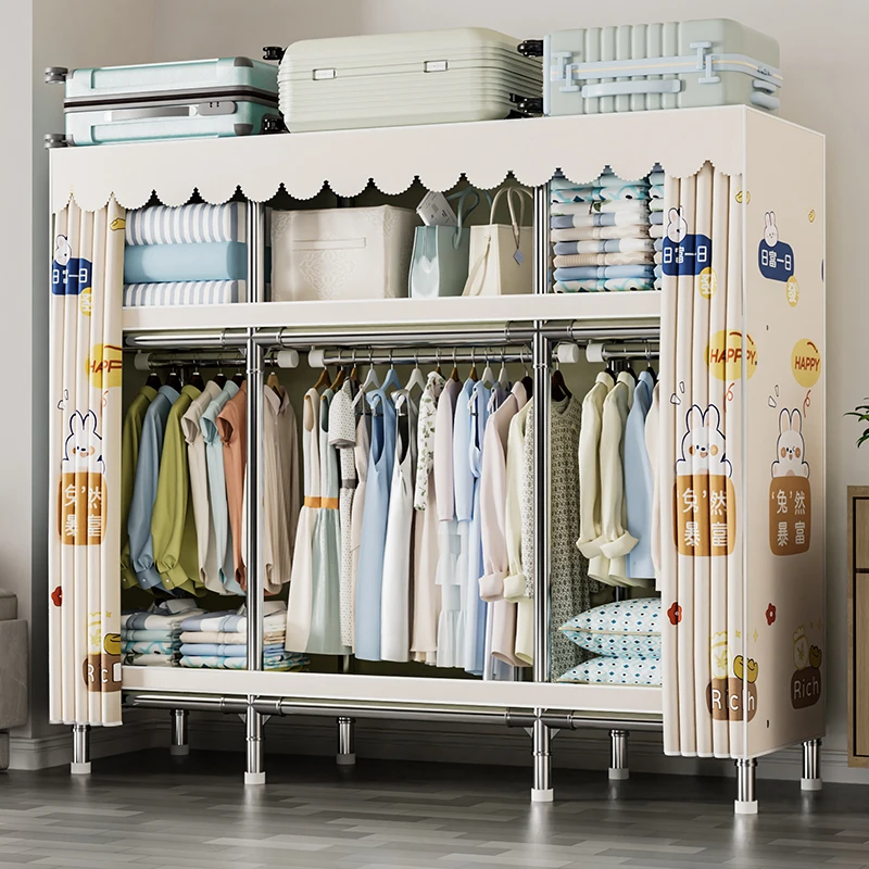 衣柜家用卧室简易布衣柜宿舍出租房结实耐单人收纳柜组装挂衣橱