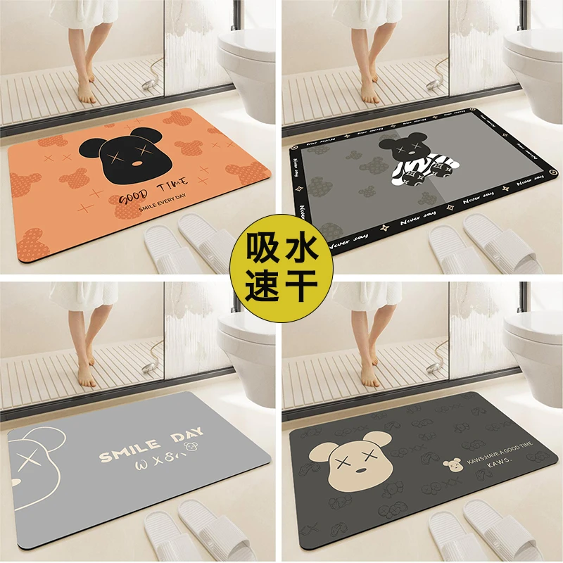 硅藻泥浴室防滑地垫卫生间门口吸水速干家用耐脏厕所地毯沐浴间垫