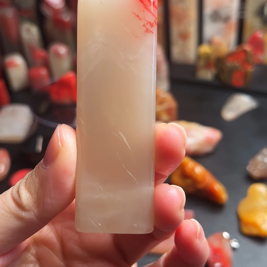 巴林石印石鸡血石扁章