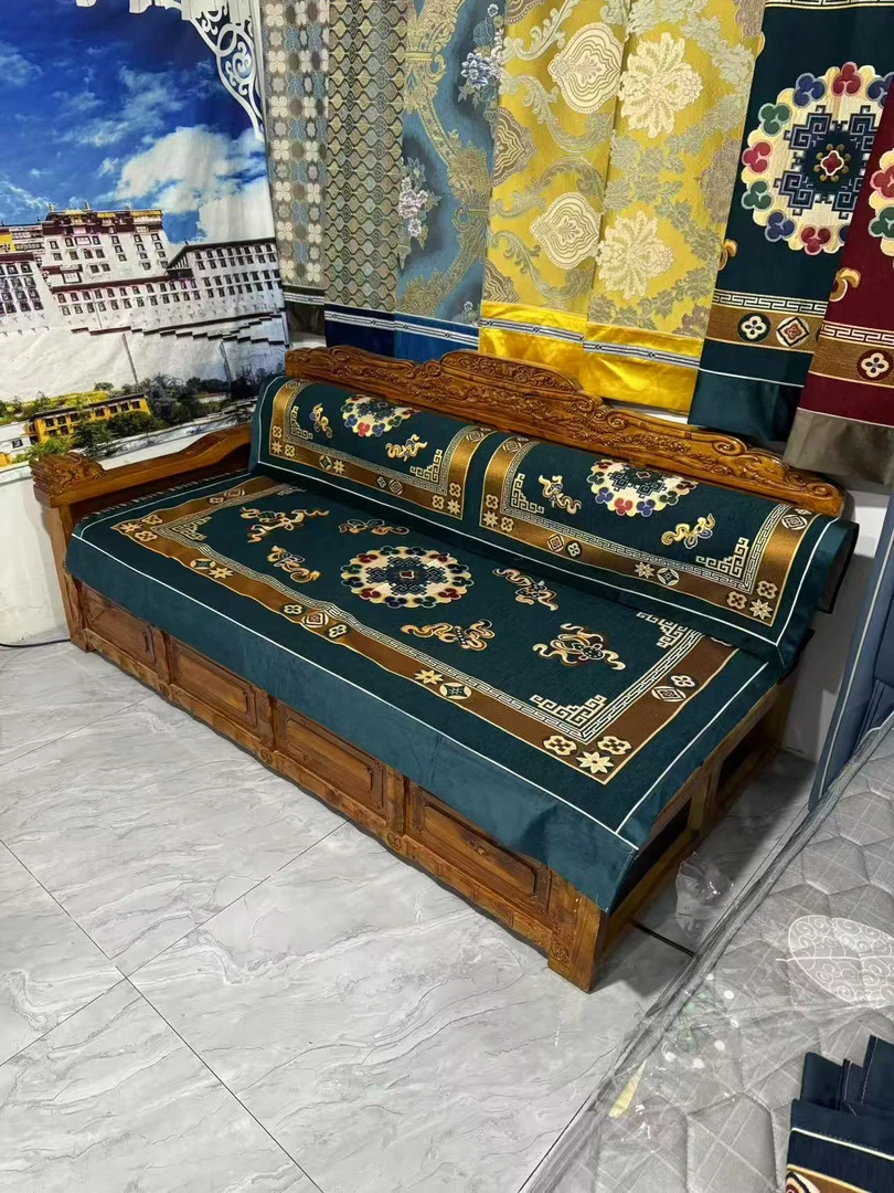 新款藏式提花防滑加厚床藏式沙发垫西藏邮政包邮  彩虹球