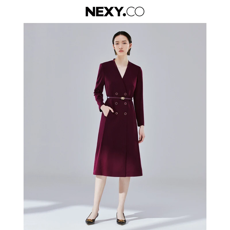 NEXY.CO/奈蔻|连衣裙|新款|绵羊毛|轻奢|气质|中长款|XF05189U8