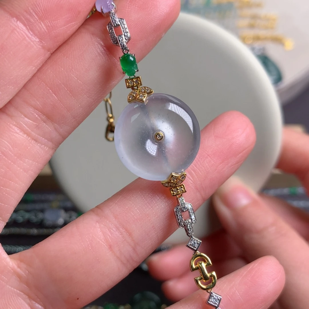 18K金镶嵌手链翡翠手串