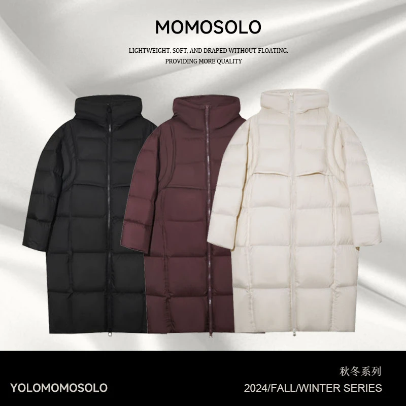 MOMOSOLOYOLO清仓专场冬季保暖长款白鸭绒羽绒服88026