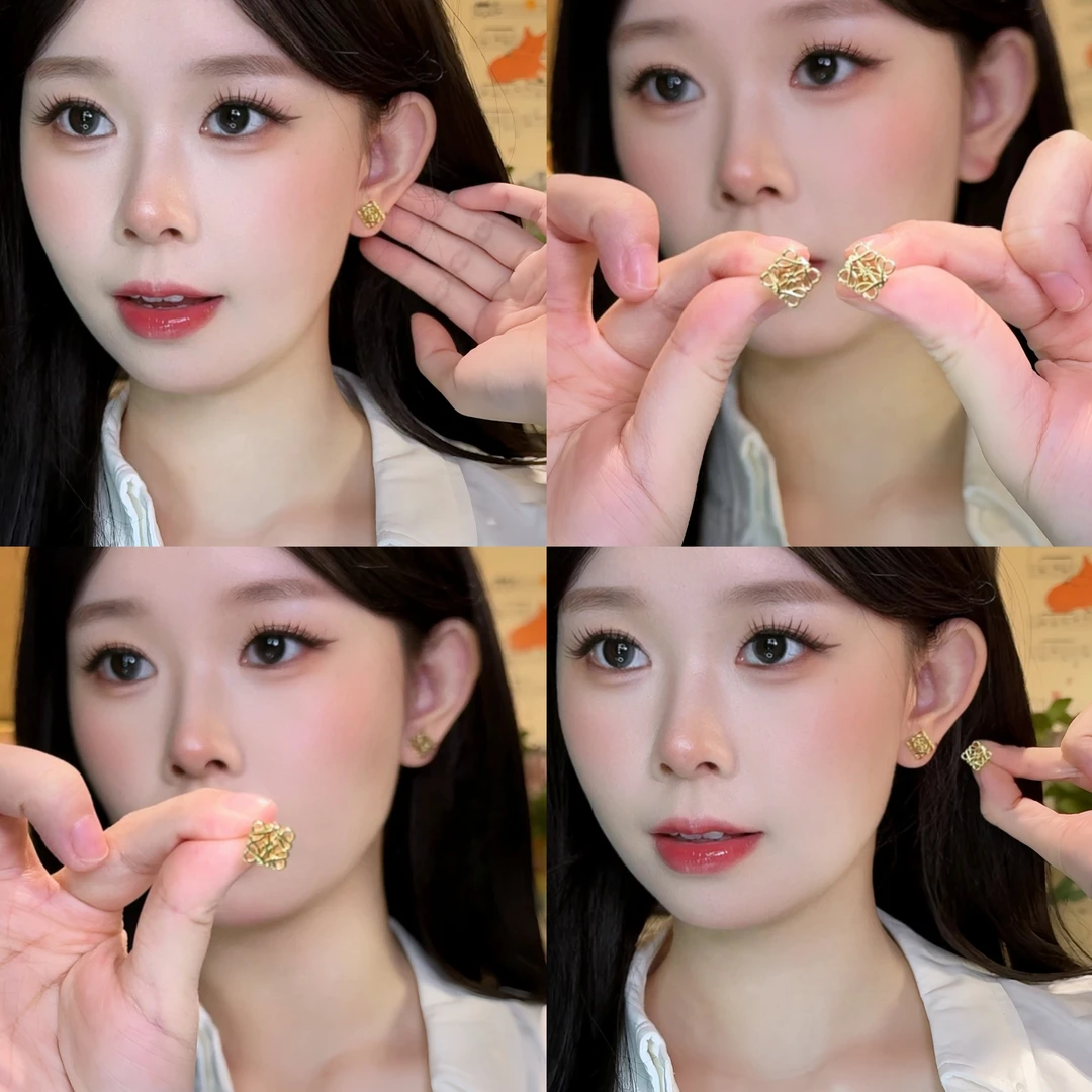 合金耳饰 几何镂空小香风耳环女高级感耳钉新款潮大气耳饰品气质