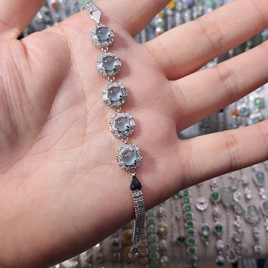 翡翠银S925镶嵌手链