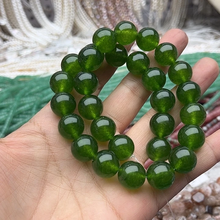 玛瑙/玉髓未镶嵌珠宝半成品一条14mm左右碧玉