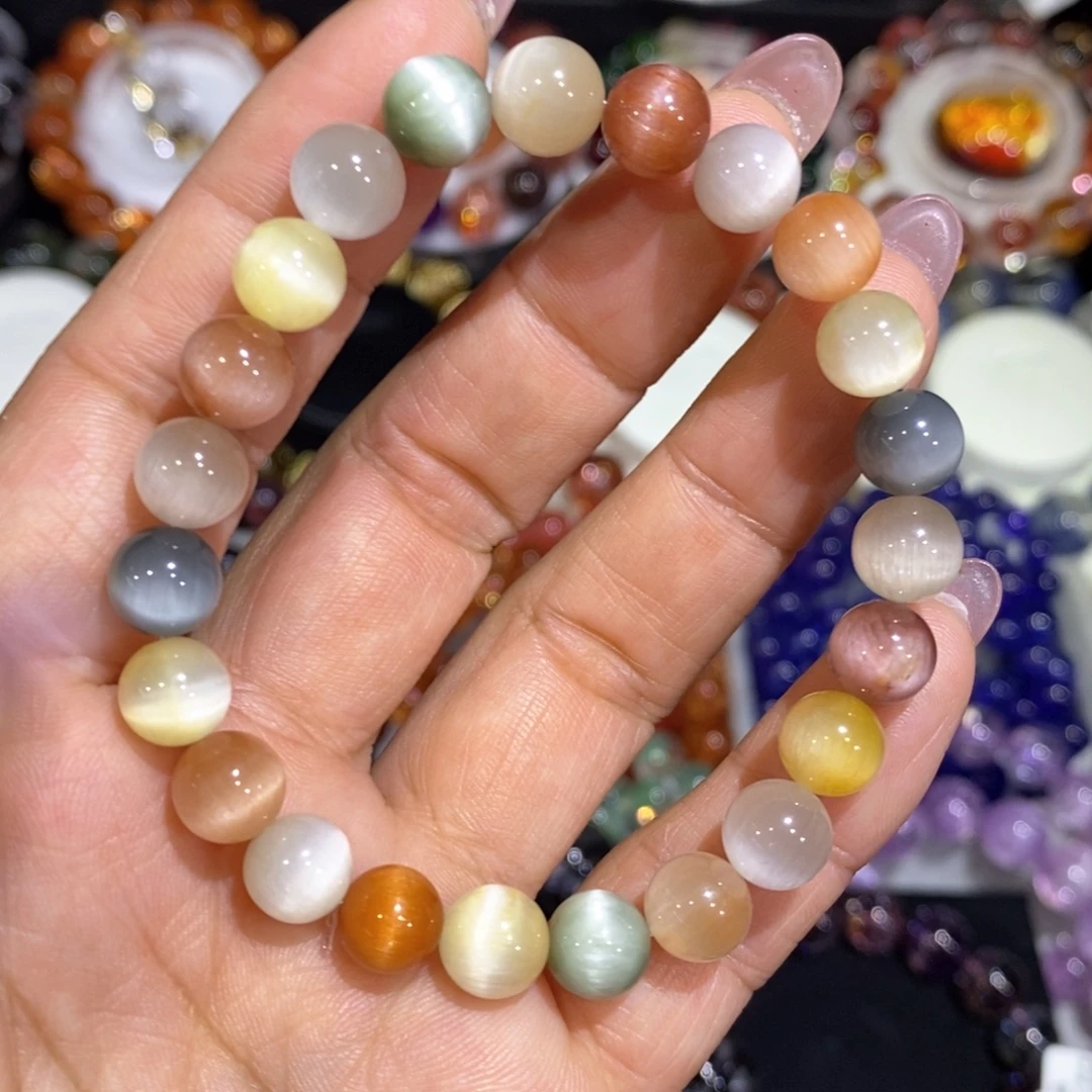 水晶未镶嵌手链满矿猫眼兔毛8