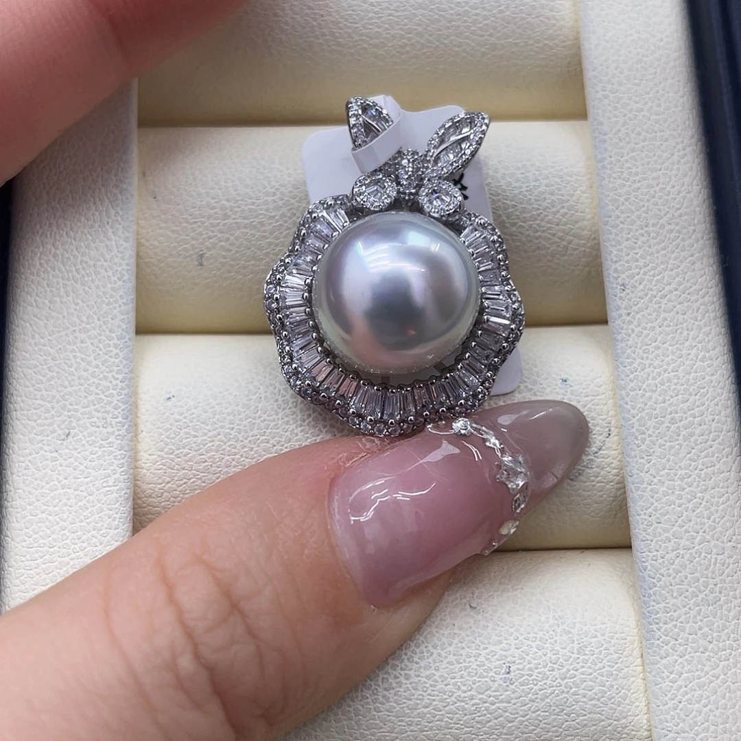 海水珍珠银S925镶嵌颈饰