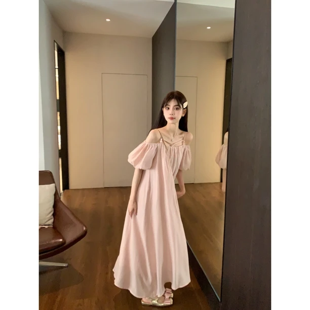 赵小小【超仙！蝶恋少女】夏日短袖法式宽松中长款泡泡袖连衣裙27318