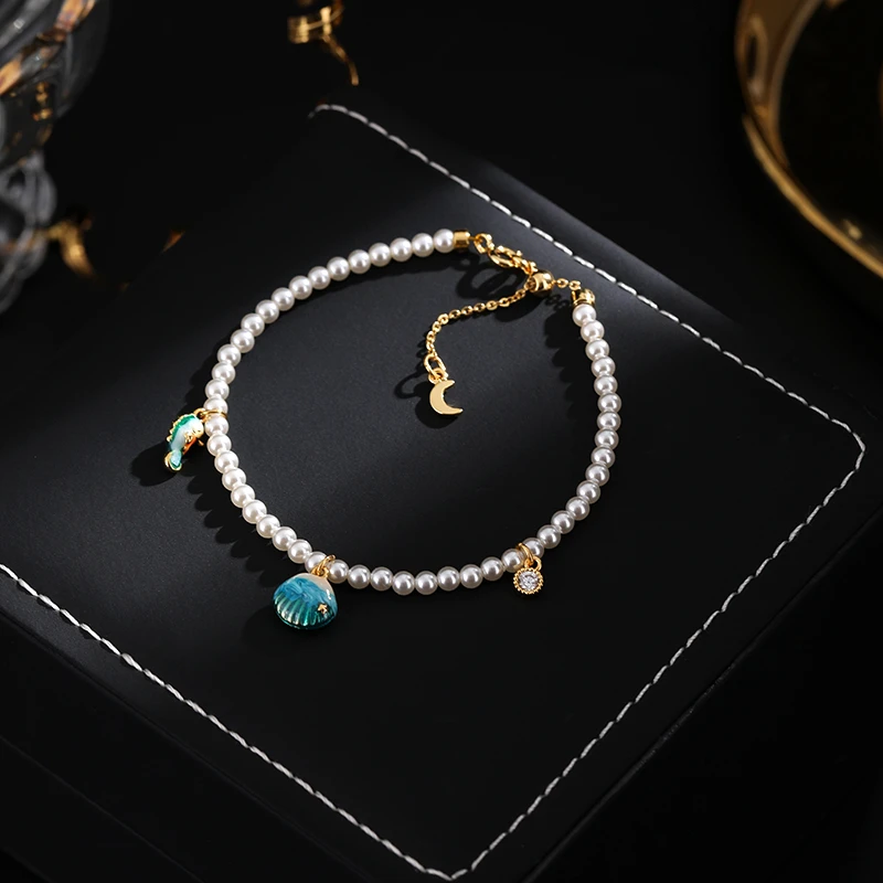 铜合金手链 《货号7625》海洋油画米珠手链（链长：17+3cm）