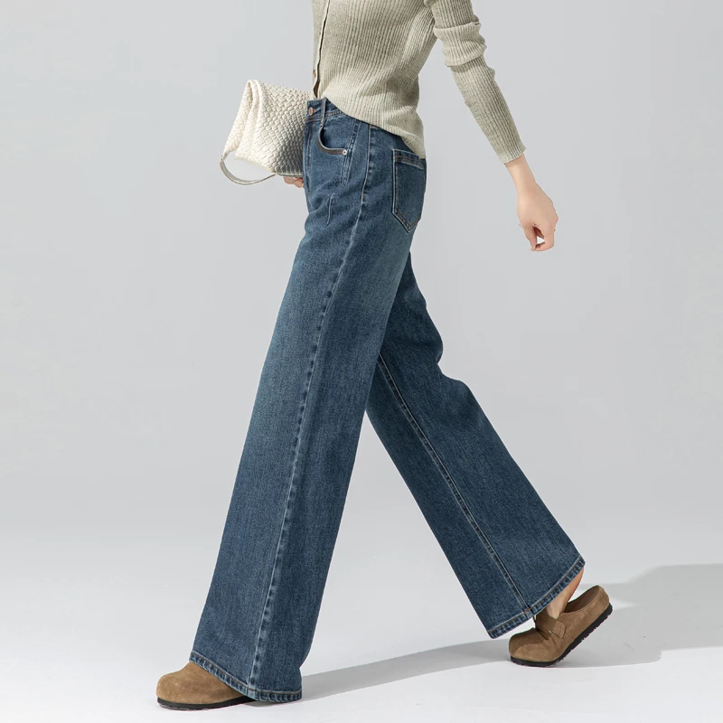 直筒轻奢牛仔裤女款爆款2025新款秋高级感宽松美式高腰显瘦阔腿裤