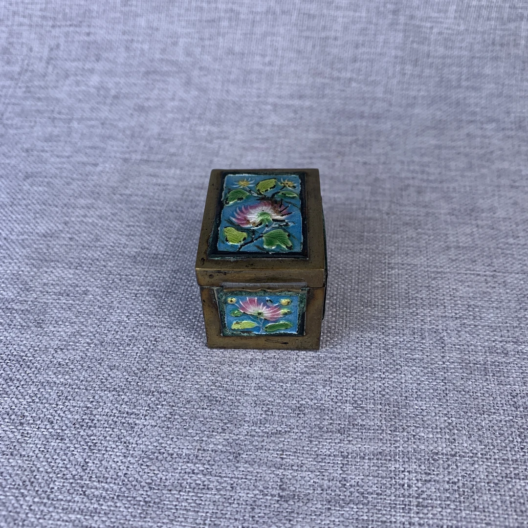 精品烧蓝盖盒古瓷器真品国营镇江市文物商店库出5128189