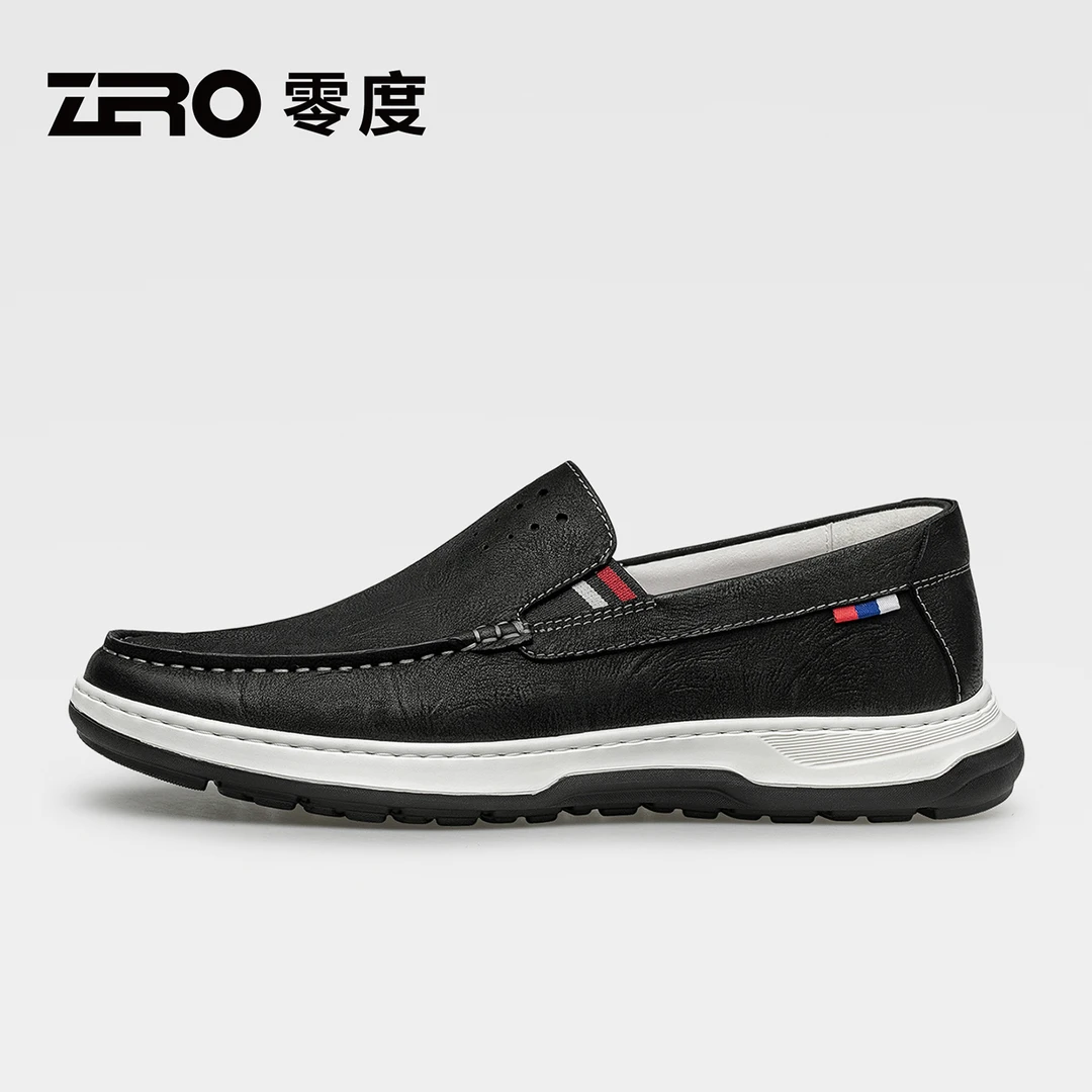 ZRO零度舒适休闲皮鞋男士软底一脚蹬英伦风轻便简约爸爸鞋53706
