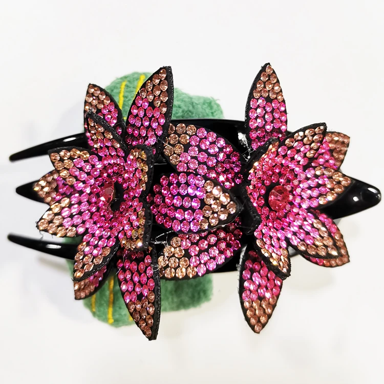 大号水钻头饰发夹后脑勺盘发燕尾抓夹发卡三齿鸭嘴马尾横夹发饰