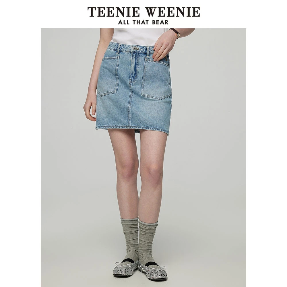 TeenieWeenie小熊25夏新款美式潮流学院牛仔半身裙女TTWJ252301W