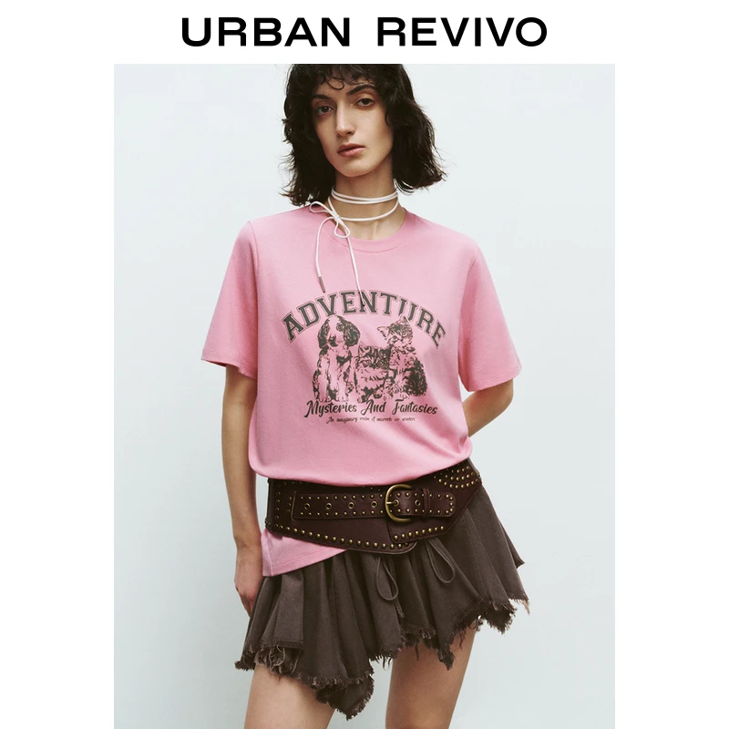 UR2025春季新品女装欧若风趣味猫咪印花宽松短袖T恤UYY450080