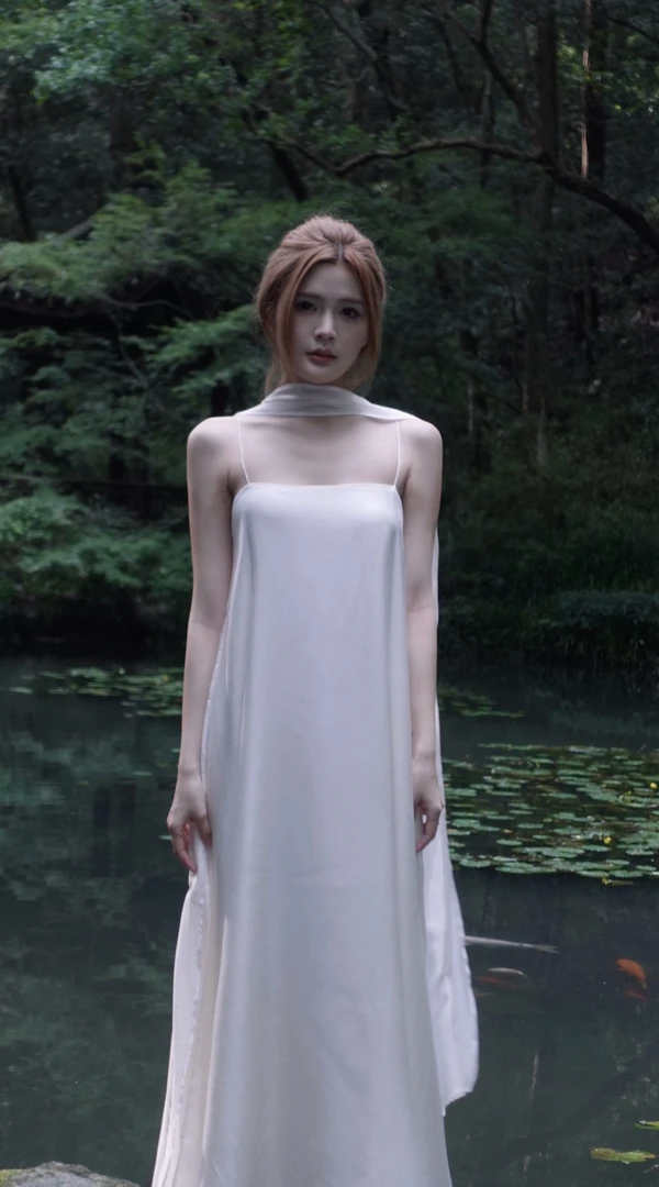 重工醋酸天丝氛围感吊带连衣裙（搭配丝带）法式小众气质