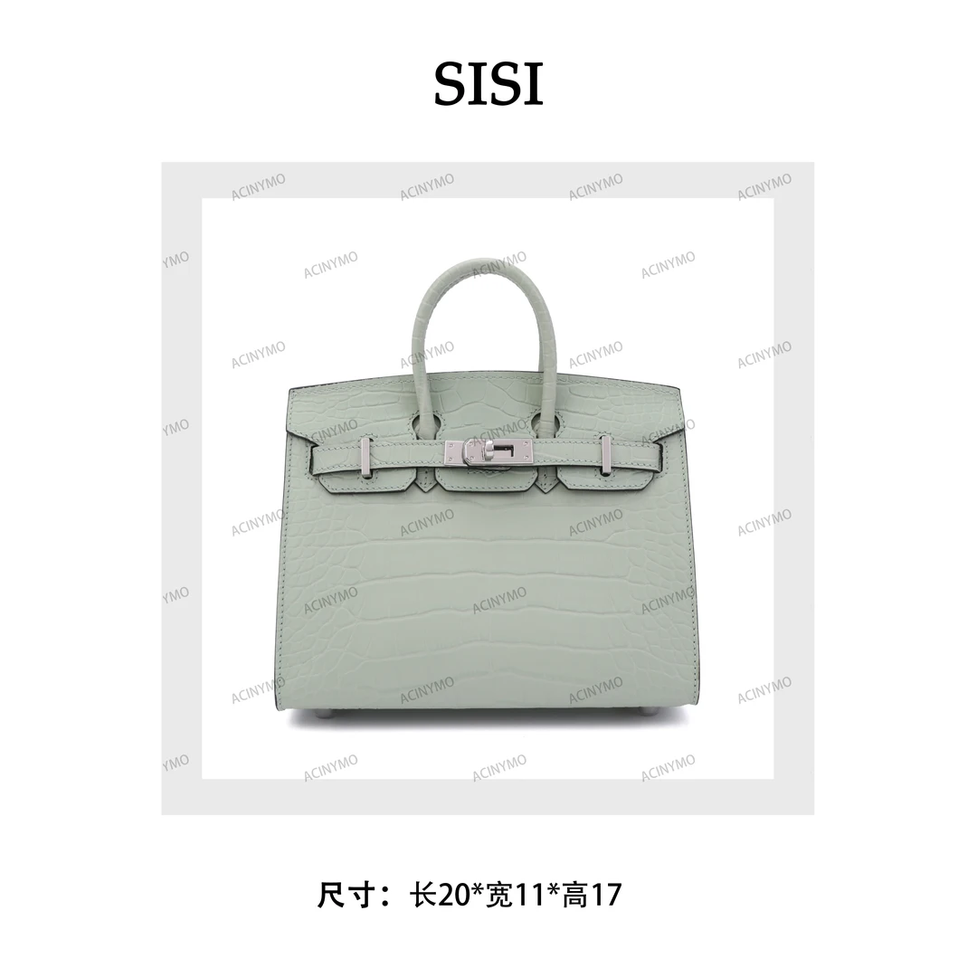 【尺寸：20*12*17】SISI原创设计真皮女包 铂金20-牛油果绿