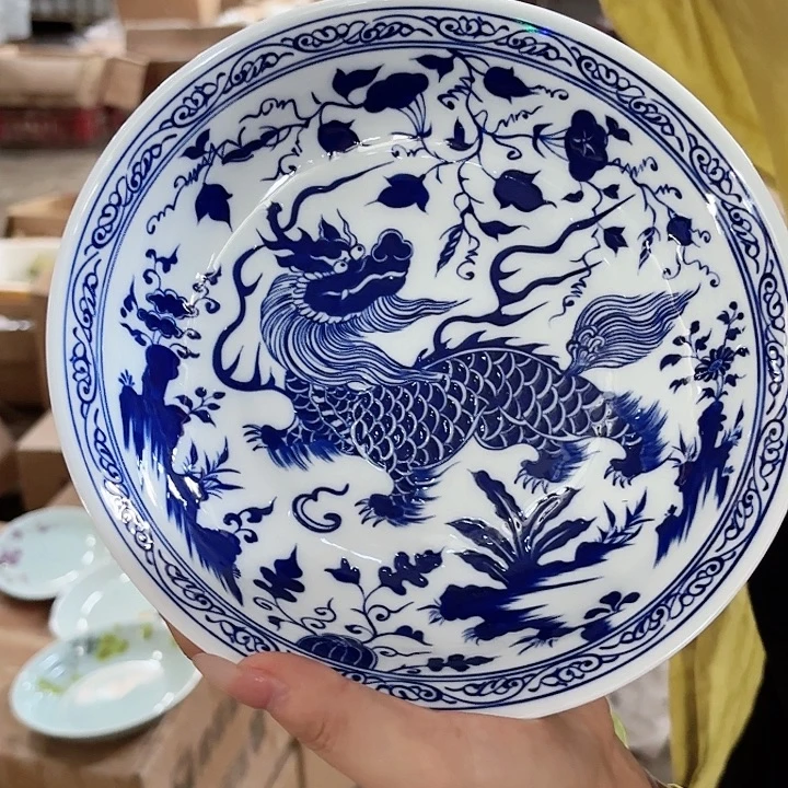 摆件景德镇高温陶瓷麒麟画片