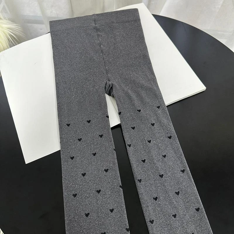 连裤袜爱心提花丝袜女春秋美腿波点圆点格雷系打底袜灰色舒适休闲