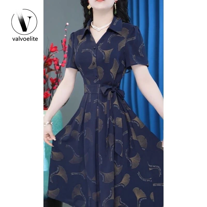 VALVOELITE高级洋气时尚简约轻奢休闲印花连衣裙女装轻简奢风印花