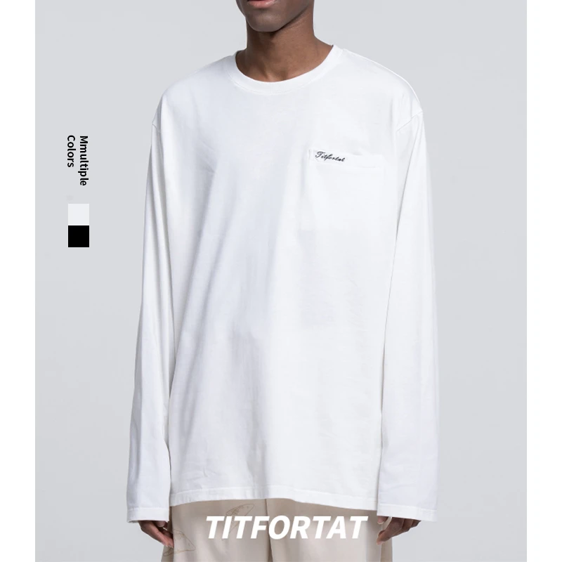 TITFORTAT「寒武纪」限定25春夏刺绣插袋男士长袖圆领T恤休闲宽松