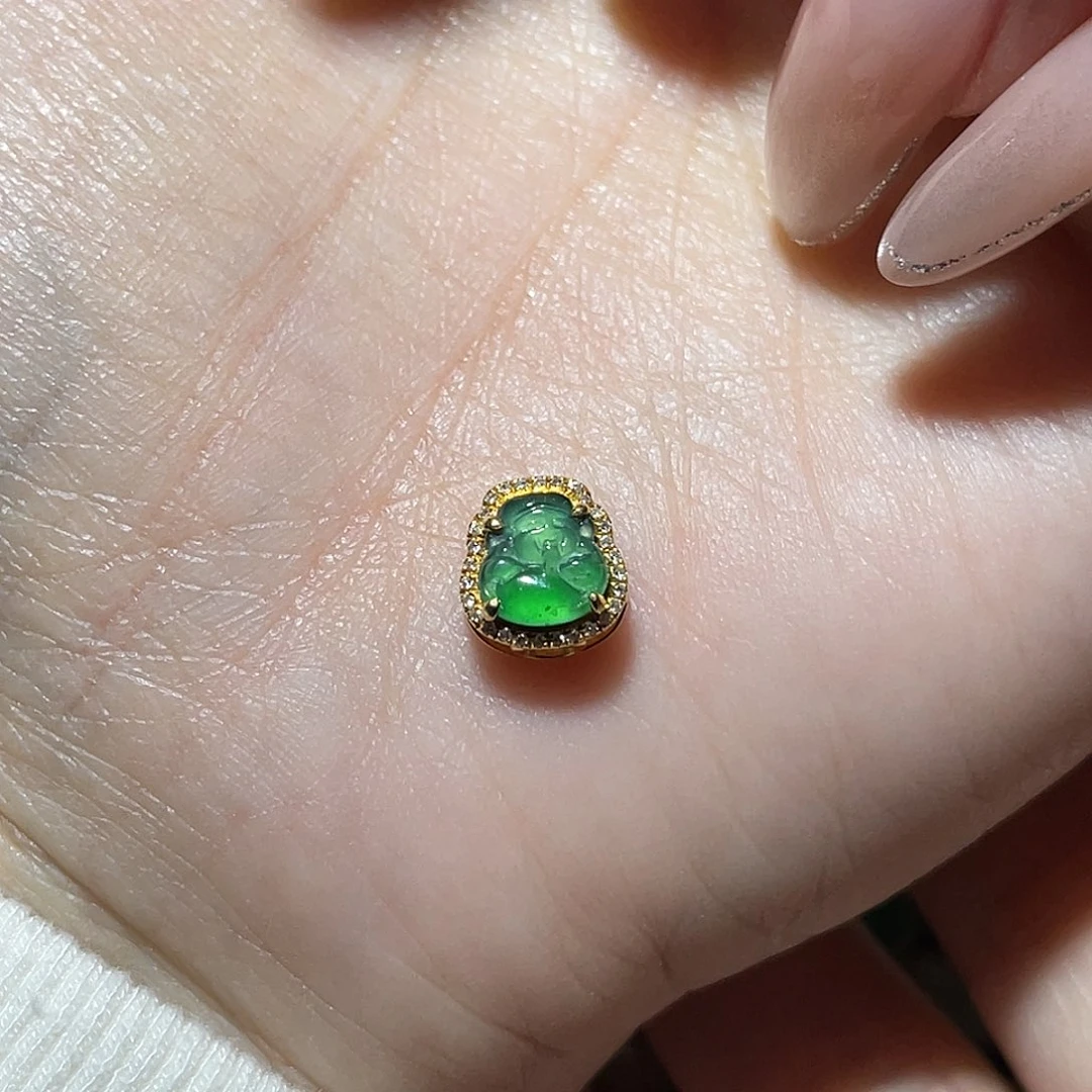 吊坠(不含链)18K金镶嵌翡翠