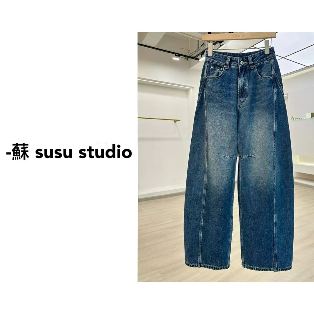 弯刀牛仔裤女香蕉裤2025新款阔腿洋气牛仔裤K25023