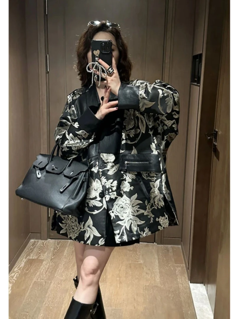 高档个性拼接夹克外套2025春气质新款爆款宽松时尚高级感气质时尚