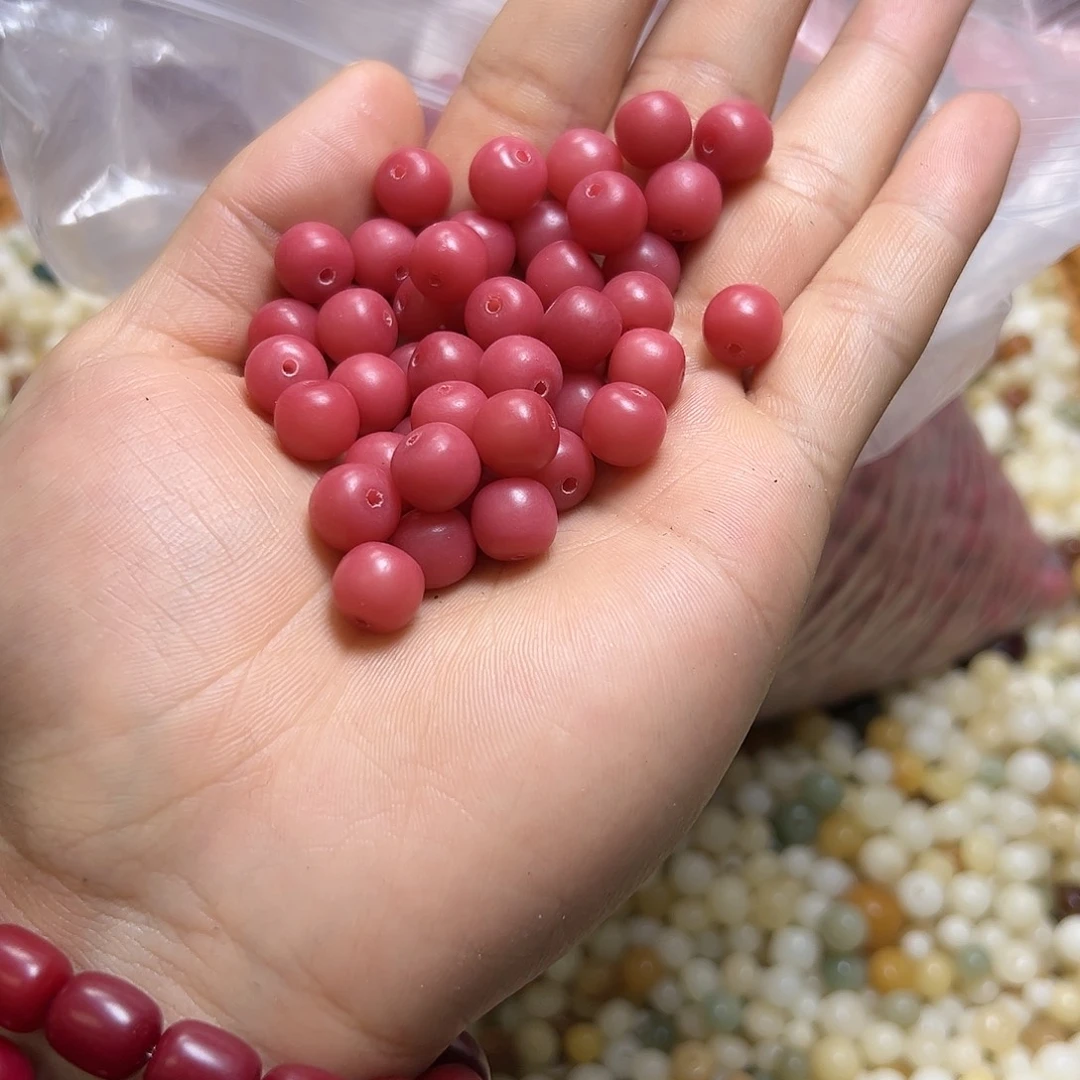 菩提根/象牙果吊坠卡10粉红色桶珠100颗