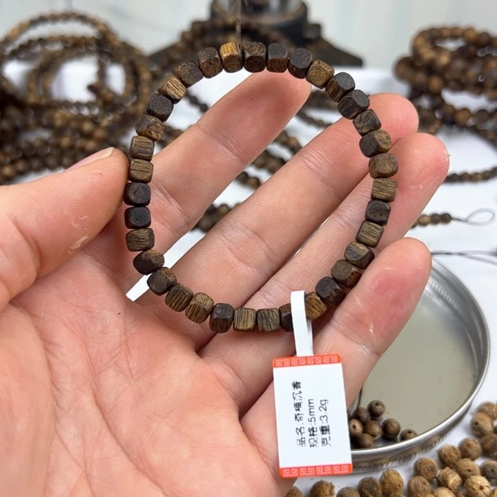 沉香手串方糖串单圈5mm