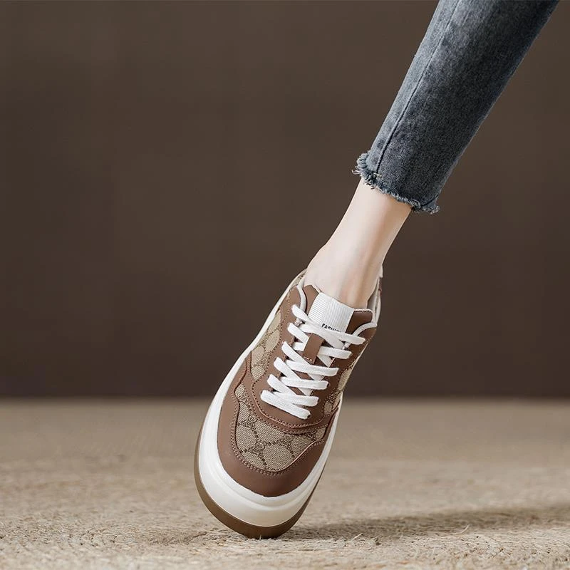 港风复古厚底显瘦透气网面板鞋女单鞋2025春季新款轻便不累脚板鞋