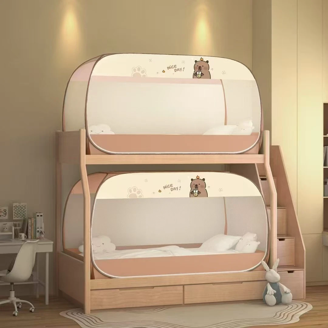 上下铺通用免安装蚊帐学生宿舍蒙古包子母床上下床专用单人90x190