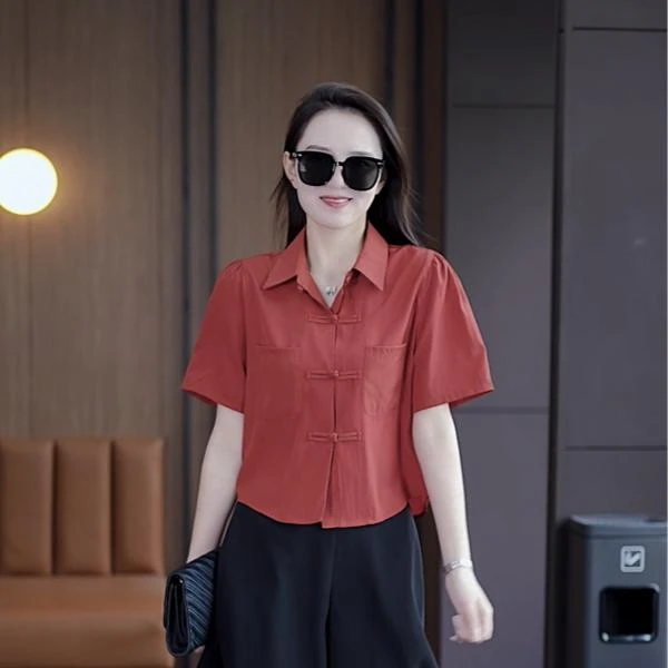 新中式盘扣遮肉显瘦上衣2025年夏季新款设计感洋气气质国风衬衫
