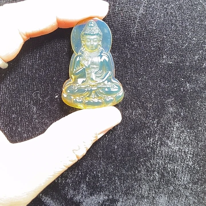 琥珀未镶嵌吊坠(不含链)天然缅甸琥珀金蓝观音