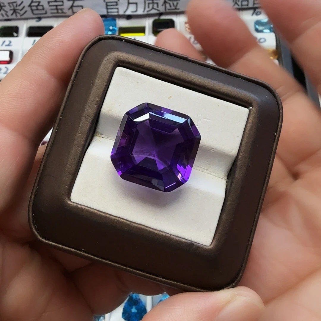珠宝半成品紫晶未镶嵌精美阿斯切卡18毫米