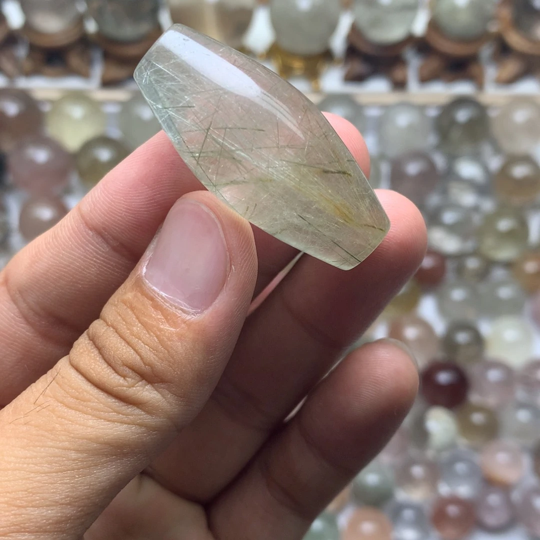 水晶珠宝半成品未镶嵌绿发吊坠