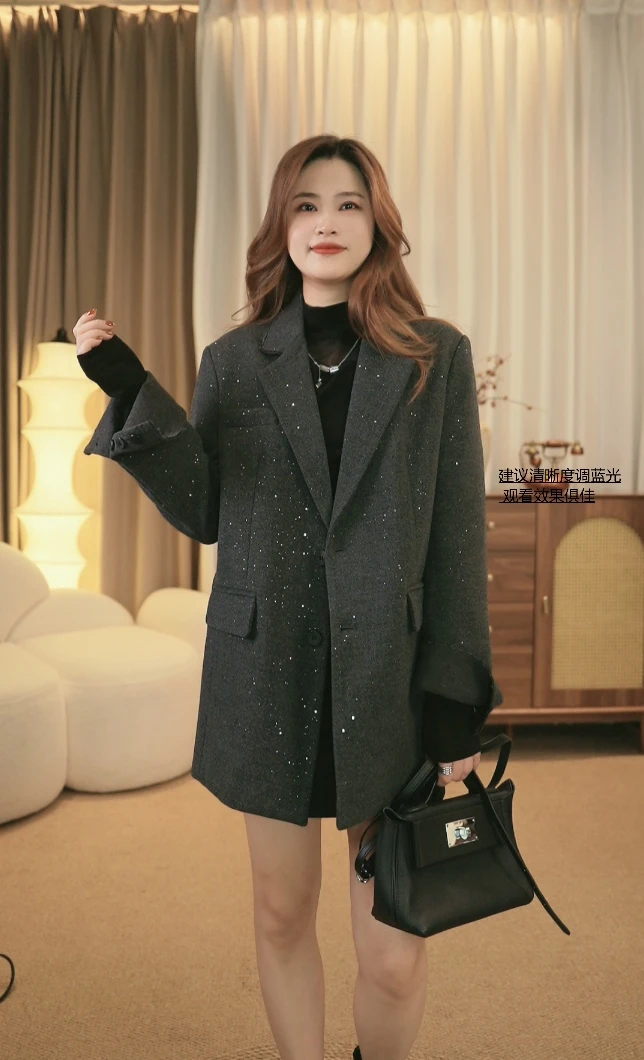 【MILU】高品洋气新国标90绒亮片西装羽绒服  68163