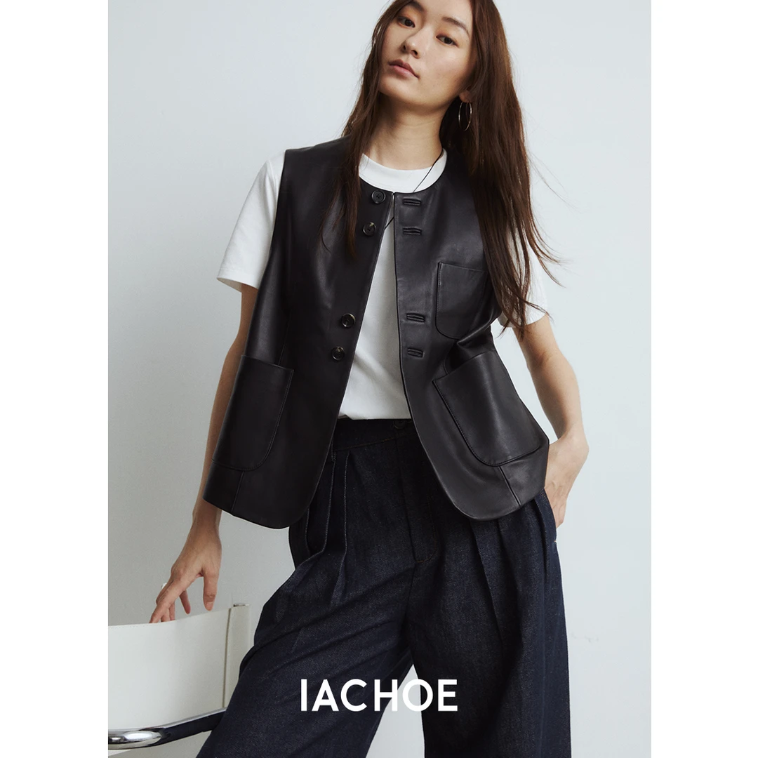 IACHOE【秘密花园】春季羊皮马甲3561599002