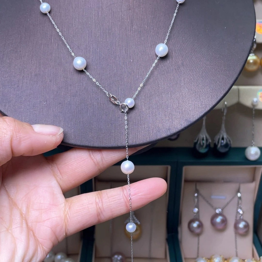 淡水珍珠项链银S925镶嵌
