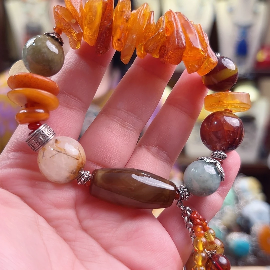 琥珀未镶嵌手链国风