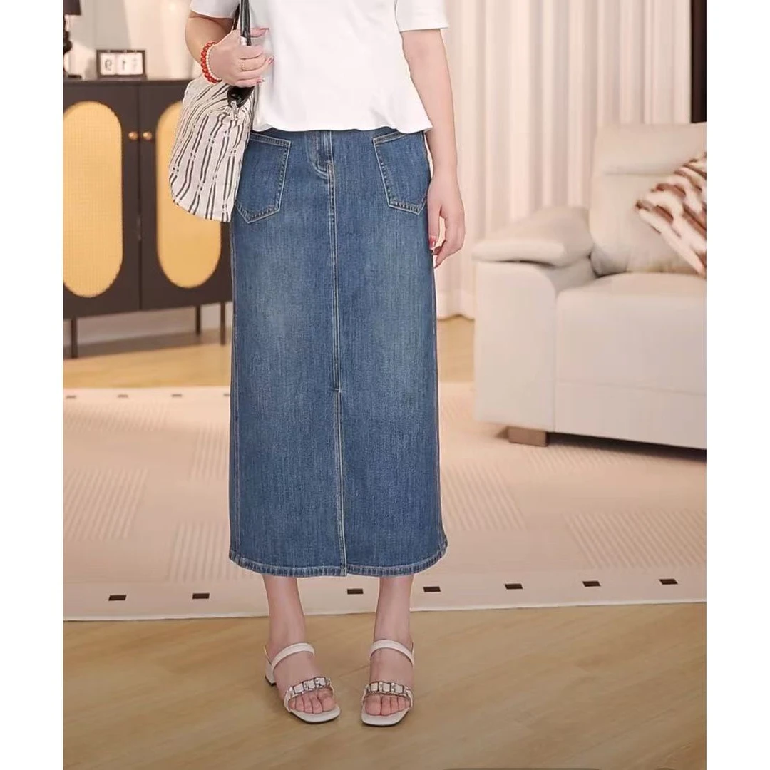 芳芳微胖女款夏季新款牛仔裙高腰弹力牛仔裙显瘦牛仔半身裙F3053