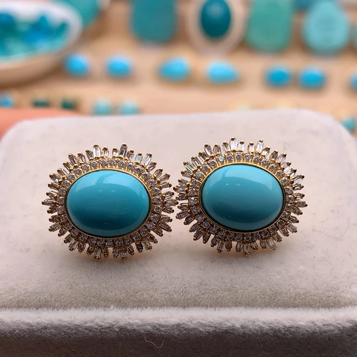 绿松石18K金镶嵌珠宝奇石