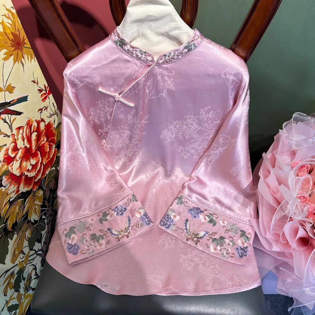 【微瑕35102】微瑕风大袖气质女装春季唐装斜襟长款